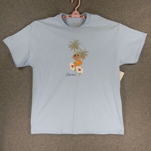 Hawaii Hibiscus Palm Tree Womens TShirt 2XL Blue Big Island Tropical Kona Marlin